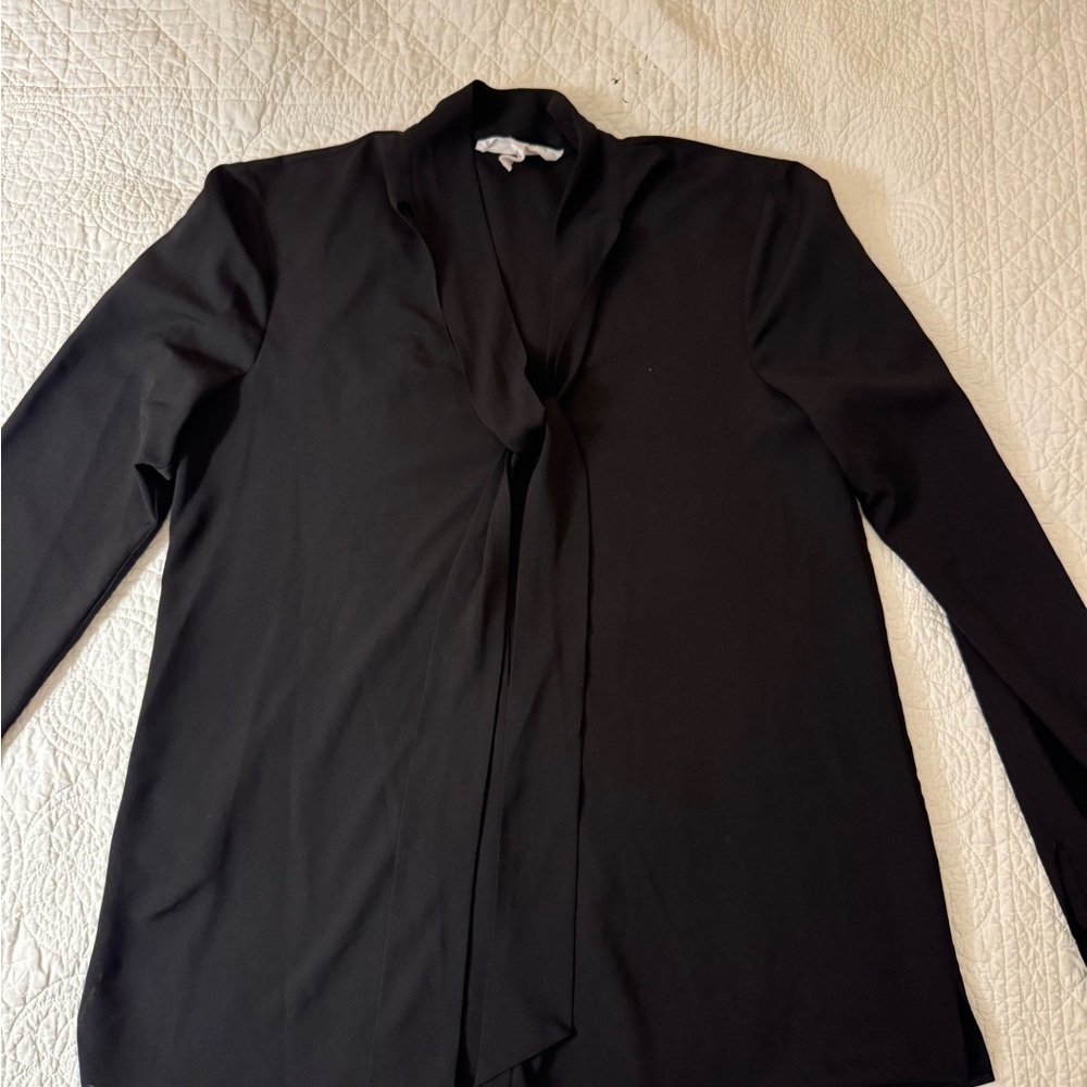BCBG Tie-Front Black Blouse